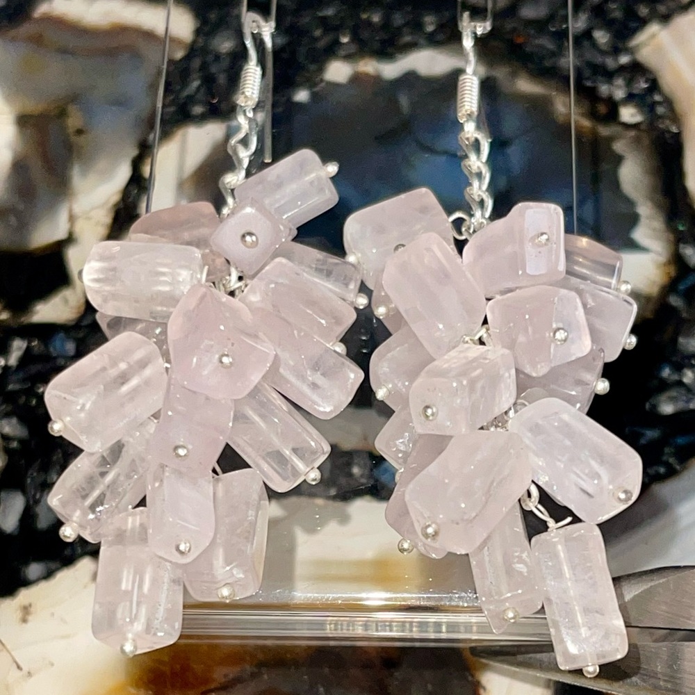 Pink Rose Quartz “Stone of Pure Love” Earrings 3”